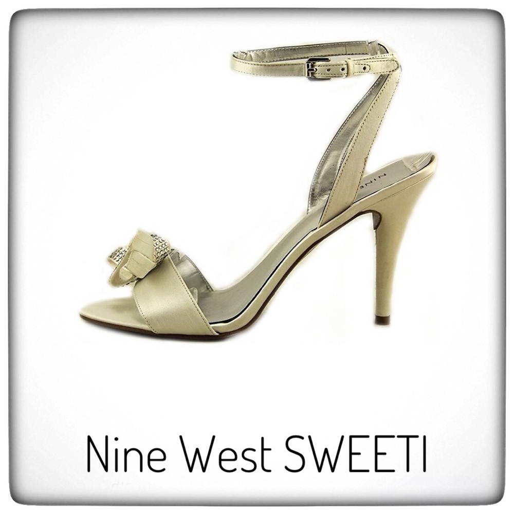 Nine West Silver Open Toe Ankle Strap Pumps